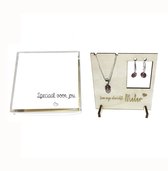 Set oorbellen en ketting | Swarovski | zilver | roze | liefste meter | allerliefste meter | meter worden