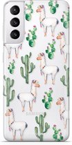 Fooncase Hoesje Geschikt voor Samsung Galaxy S21 - Shockproof Case - Back Cover / Soft Case - Alpaca / Lama