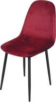 Urban Living set van 4 Eetkamerstoelen - Rood Fluweel/Velours - Zwart Metalen Onderstel