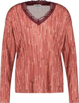 CYELL LA FÊTE Dames Pyjamashirt Lange Mouw - Roze Sterren - Maat 42