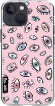 Casetastic Apple iPhone 13 mini Hoesje - Softcover Hoesje met Design - Eyes Pink Print