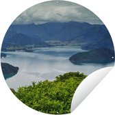 Tuincirkel Nieuw-Zeeland - Meer - Berg - 120x120 cm - Ronde Tuinposter - Buiten XXL / Groot formaat!