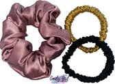 Curly Girl Method NL - Set 3 silk scrunchies - Mix1 - 100% moerbei zijde