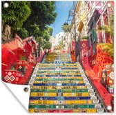 Tuinposters Brazilië - Rio De Janeiro - Trap - 50x50 cm - Tuindoek - Buitenposter