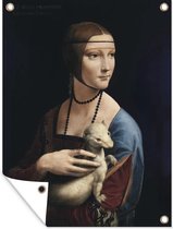Tuinschilderij Lady with an ermine - Leonardo Da vinci - 60x80 cm - Tuinposter - Tuindoek - Buitenposter