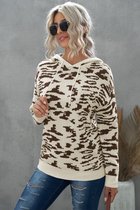 Sweatshirt Dames - Luipaard Beige - Maat L
