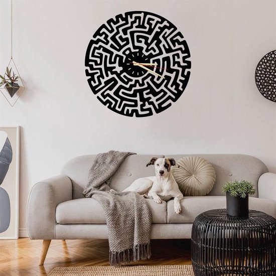 pindas sector Afwijking Labyrint wandklok metaal - Zwart | Wanddecoratie van metaal | 50x50 cm |  Kunstwerk |... | bol.com