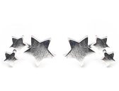 Zilveren oorknopjes met 3 sterretjes 7x12 mm