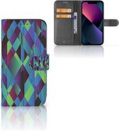 Apple iPhone 13 Book Case Abstract Green Blue