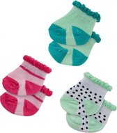 poppensokken Dotty polyester groen/roze 3 paar 35-45 cm