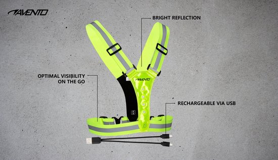 Avento Sport Veiligheidsvest - Oplaadbaar - USB-C - LED