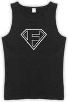 Zwarte Tanktop met letter F “ Superman “ Logo print Wit Size XXXL