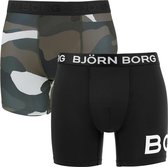 Bjorn Borg - Performance Boxers 2-Pack Zwart Legergroen - Maat XL - Body-fit