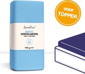 Loom One Hoeslaken Topper – 100% Jersey Katoen – 140x200 cm – tot 12cm matrasdikte– 160 g/m² – Lichtblauw
