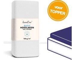 Loom One Hoeslaken Topper – 100% Jersey Katoen – 160x200 cm – tot 10cm matrasdikte– 160 g/m² – Wit
