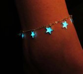 Lichtgevende Mode Ster Armband - Enkelband Voor Vrouwen - Link Kettingen - Zilver Kleur - Glow In The Dark - Vrouwelijke Gift - Metalen Verstelbare Armband