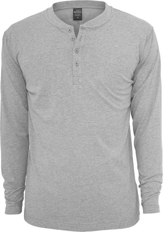 Urban Classics - Basic Henley Longsleeve shirt - XS - Grijs