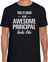 Awesome principal / geweldige directeur cadeau t-shirt zwart - heren - schoolhoofd bedankje / verjaardag / beroep shirt S