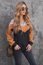 Sweatshirt Dames - Colorblock Luipaard - Maat XL