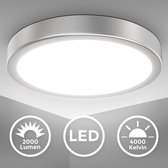 B.K.Licht - Plafondlamp - zilver - Ø28cm - metalen frame - LED plafonniére - 4.000K - neutral wit licht - 2.000Lm - 18 W