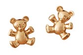 Beertjes oorbellen - Goudkleurig - Oorstekers, oorknopjes - Bear, teddybear - Met 925 sterling zilveren staafjes