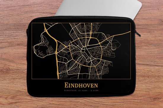 Housse pour ordinateur portable 13 pouces - Carte - Eindhoven - Or - Zwart - Housse pour ordinateur portable