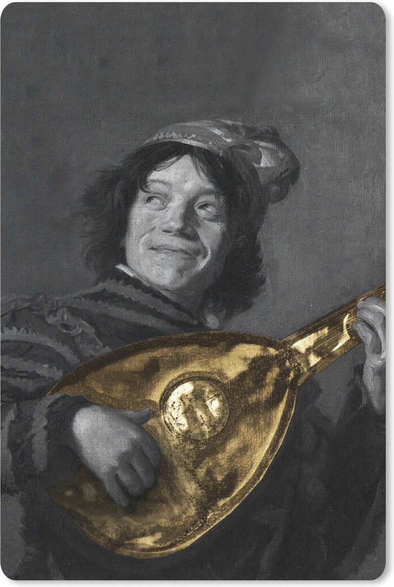 Muismat - Mousepad - De luitspeler - Frans Hals - Goud - 18x27 cm - Muismatten