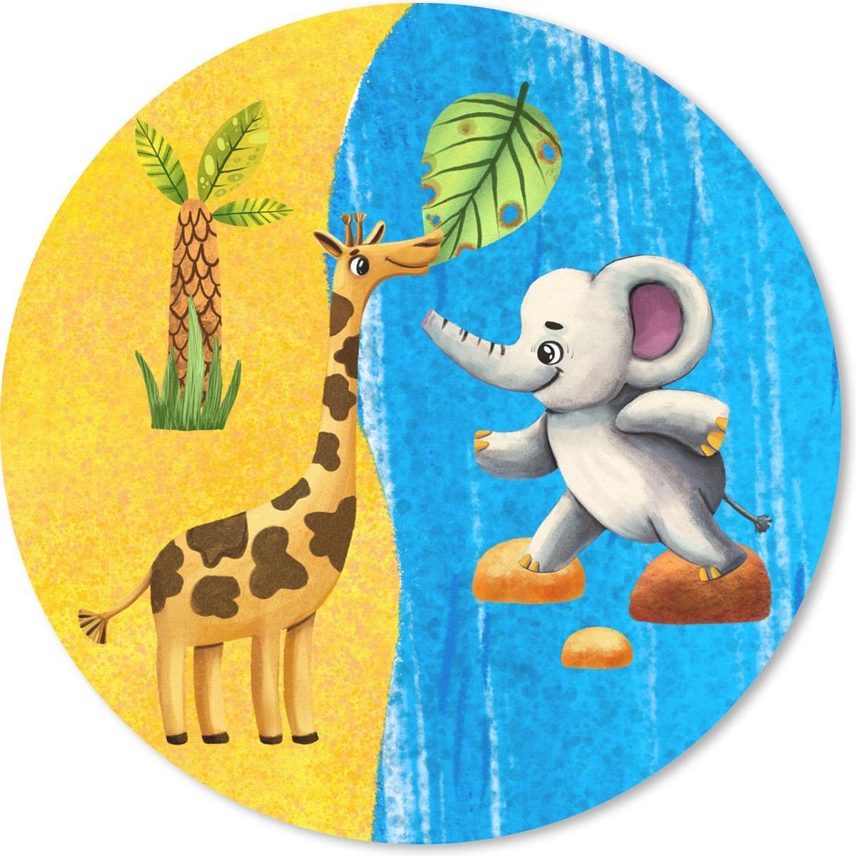 Muismat rond 20x20 cm - Mousepad Olifant - Giraffe - Strand - Zee - Ronde muismatten
