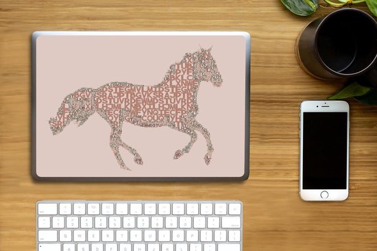 Sticker pour ordinateur portable - 12,3 pouces - Cheval - Lettres - Rose