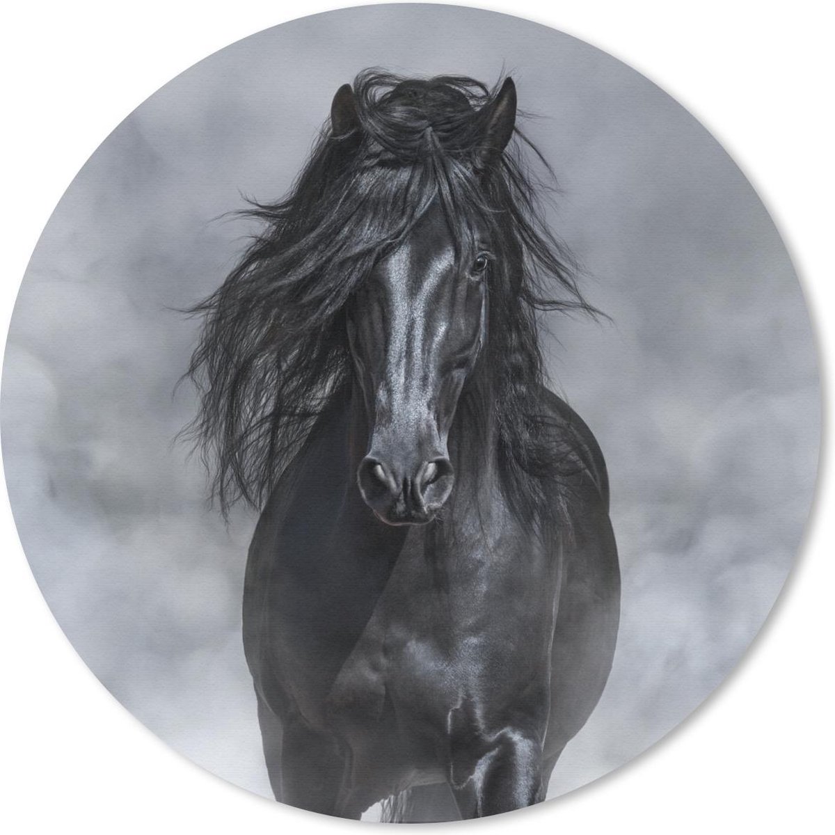 Muismat rond 20x20 cm - Mousepad Paard - Zwart - Rook - Ronde muismatten