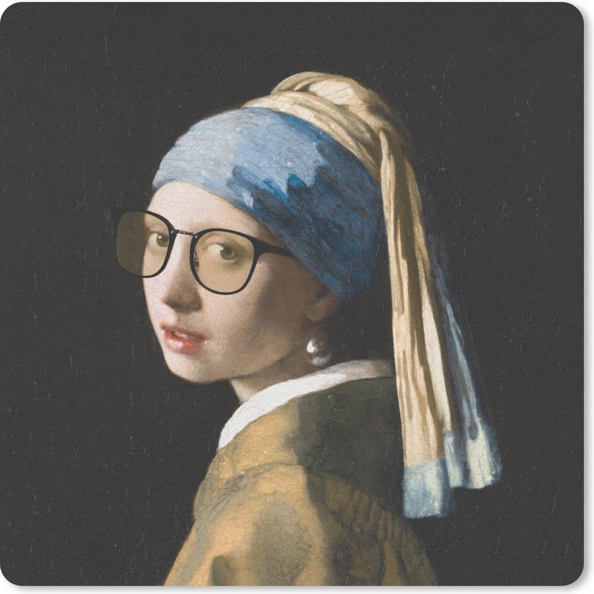 Muismat 30x30 cm - Mousepad Meisje met de parel - Vermeer - Bril - Muismatten