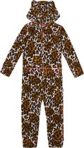 Claesen's Meisjes Velvet Onesie- Bruin Panther Print- Maat 152-158