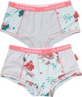 Claesen's Meisjes 2-pack Hipster -Stippen en Bloemen Print- Maat 140-146