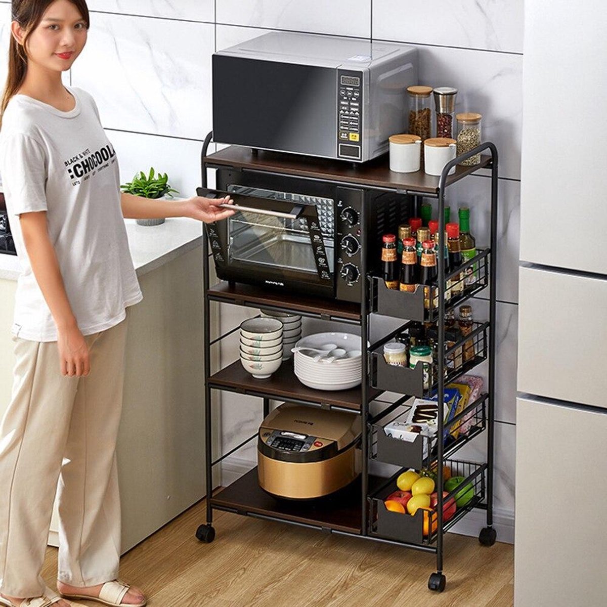 VINCOURNA Bal Opslag Stand, 4-tier Verstelbare Bal Display Houder met