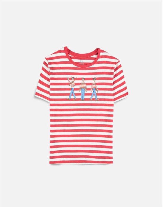 Where's Waldo? Dames Tshirt Striped Rood/Wit