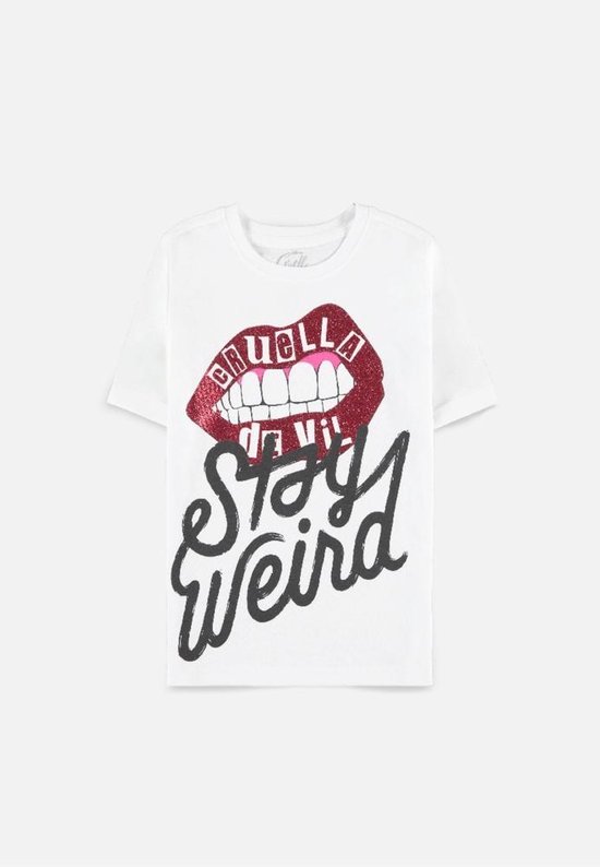 Disney Cruella - Stay Weird Kinder T-shirt - Kids 134 - Wit