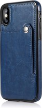 GSMNed – Leren telefoonhoes iPhone XR blauw – Luxe iPhone hoesje – pasjeshouder – Portemonnee – blauw