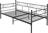 ML-Design metalen bed zwart, 90x200 cm, op stalen frame met hoofdbord en voeteneind