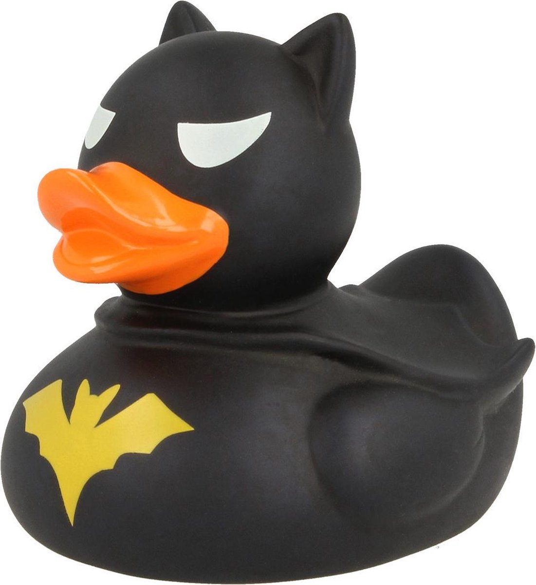 Lilalu Badeend Dark Duck Junior 8,5 Cm Rubber Zwart/geel/oranje