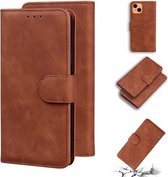 Skin Feel Pure Color Horizontale Flip Leather Case met Houder & Kaartsleuven & Portemonnee Voor iPhone 13 mini (Bruin)