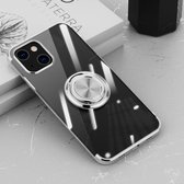 Galvaniserende siliconen schokbestendige hoes met ringhouder voor iPhone 13 Pro Max (zilver)
