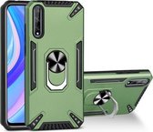 Voor Huawei Y8p PC + TPU-beschermhoes met 360 graden draaibare ringhouder (donkergroen)