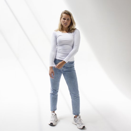 MOOI! Company- T-shirt Sylvia - Lange mouw - Aansluitend model - Kleur Wit - XS