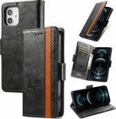 CaseNeo Business Splicing Dual Magnetic Buckle Horizontal Flip PU lederen tas met houder & kaartsleuven & portemonnee voor iPhone 13 (zwart)
