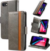 CaseNeo Business Splicing Dual Magnetic Buckle Horizontal Flip PU lederen tas met houder & kaartsleuven & portemonnee voor iPhone 7/8 / SE(2020)(grijs)
