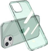 Schokbestendige TPU + enkelzijdige glazen beschermhoes voor iPhone 13 (doorschijnend groen)