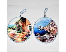 Keramische Onderzetters, decor, set van 2