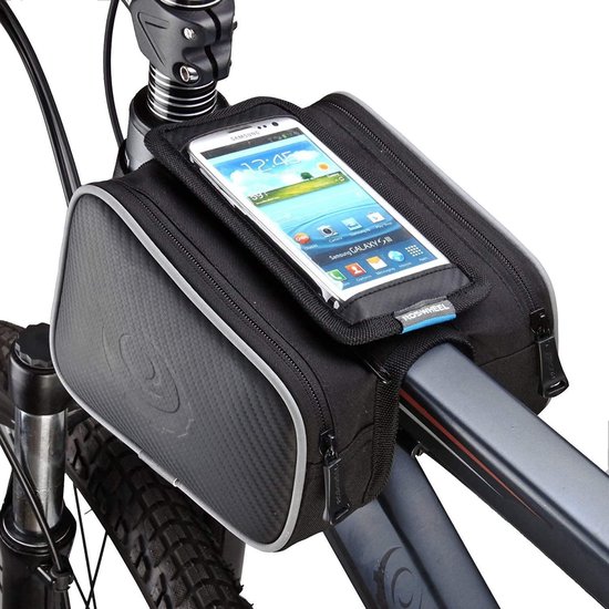 Sacoche de rangement vélo avec poche et fenêtre smartphone