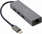 Gembird USB type-C Gigabit netwerkadapter met ingebouwde USB 3.1 hub