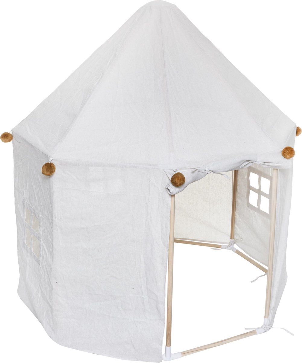 Tipi enfant bois et tissu (H160 cm) Wapi Jaune ocre - Enfant